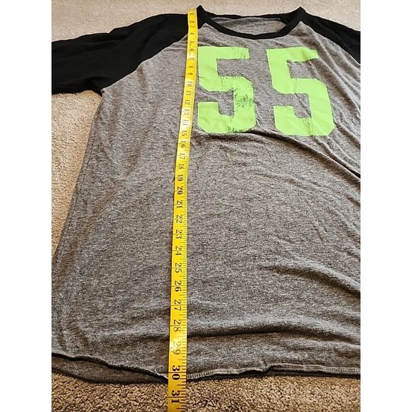 Men’s American Eagle Athletic Fit Shirt Ringer Tee XL 55 Gray Black 3/4Sleeve - Picture 10 of 10